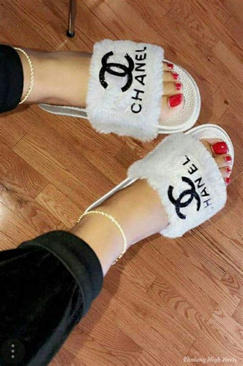 chanel slippers fluffy|chanel slippers men.